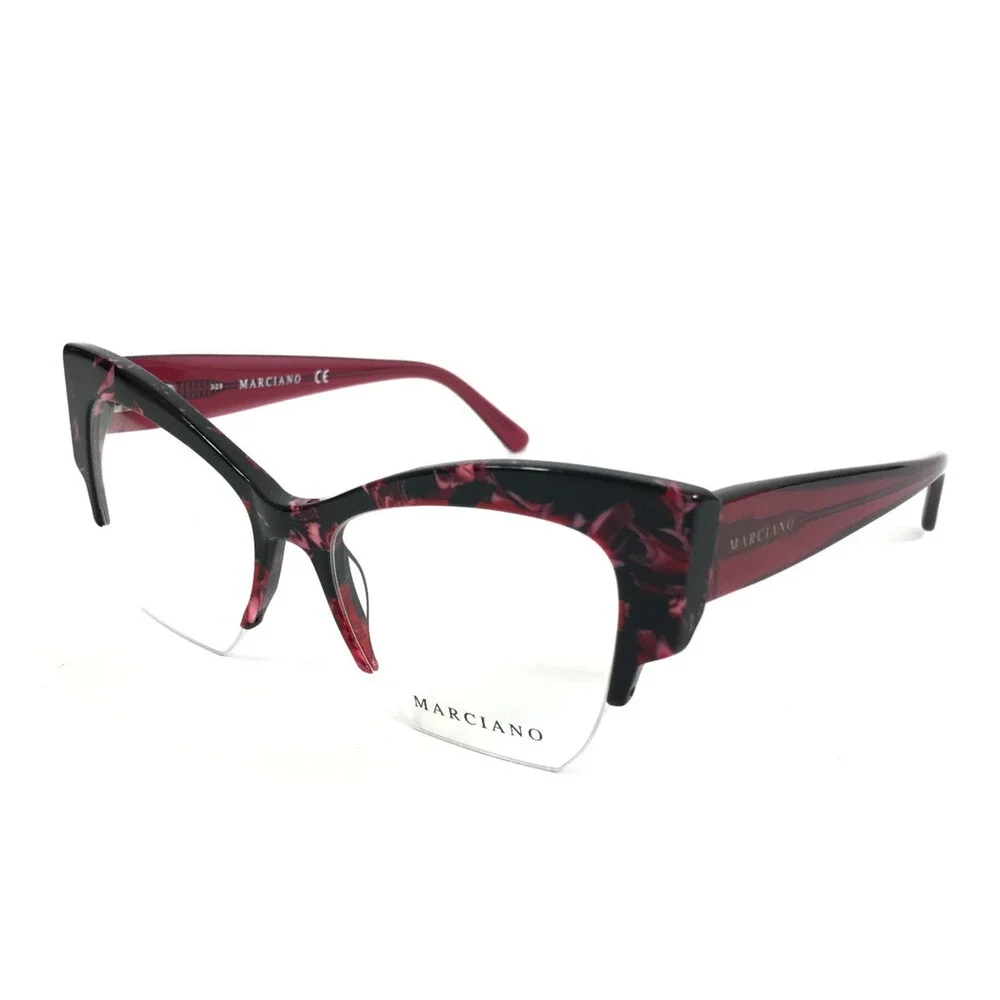 Marciano Eyeglasses Frames GM0329 074 Black Red Butterfly Half Rim 50-17-140